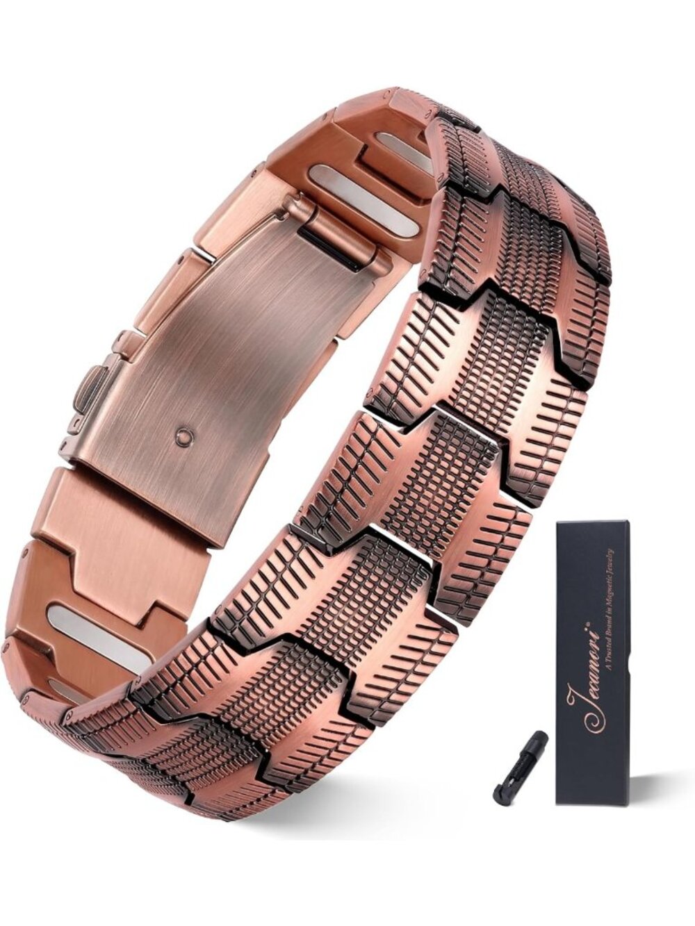5X Strength Magnetic Copper Bracelet for Men - Adjustable 5000 Gauss Design
